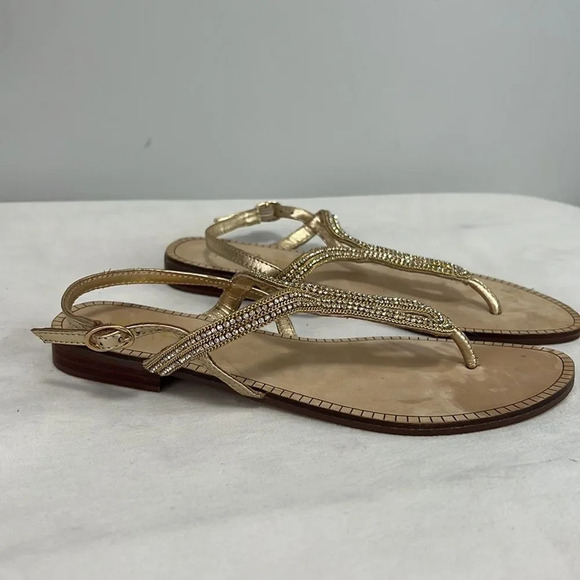 LILLY PULITZER | Delray Gold Sandal with Ankle Strap Flats size 6.5 NWOT - Picture 6 of 8